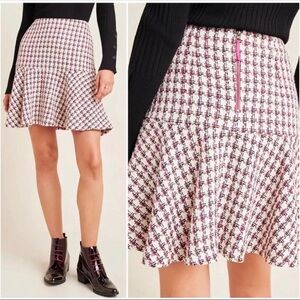 Maeve by Anthropologie Bobbie Plaid Flounced Mini Skirt Tweed Size 6 Preppy